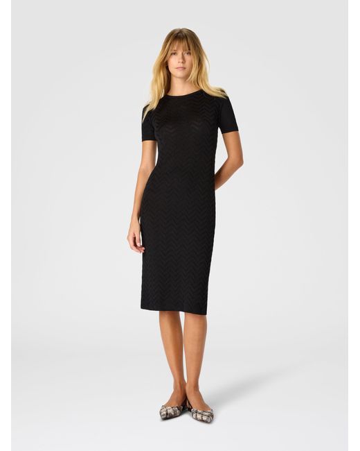 Missoni Black Chevron Cotton And Viscose Longuette Dress