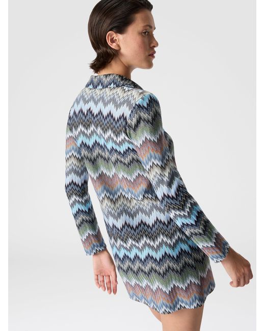 Missoni Blue Snake-Pattern Viscose Polo Mini Dress, & Multicoloured