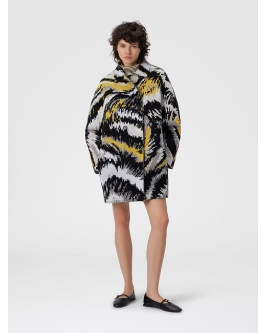 Missoni White Double-Breasted Caban With Tiger Pattern