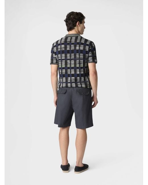 Missoni Blue Cotton Canvas Bermuda Shorts With Zigzag Insert for men