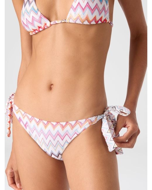 Missoni White Bikini With Neck Tie And Adjustable Bottoms
