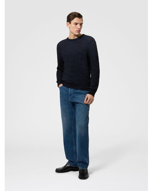 Missoni Blue Wool And Viscose Zig Zag Crewneck Pullover for men