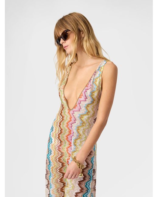 Missoni White Long Cover-Up With Deep V-Neckline