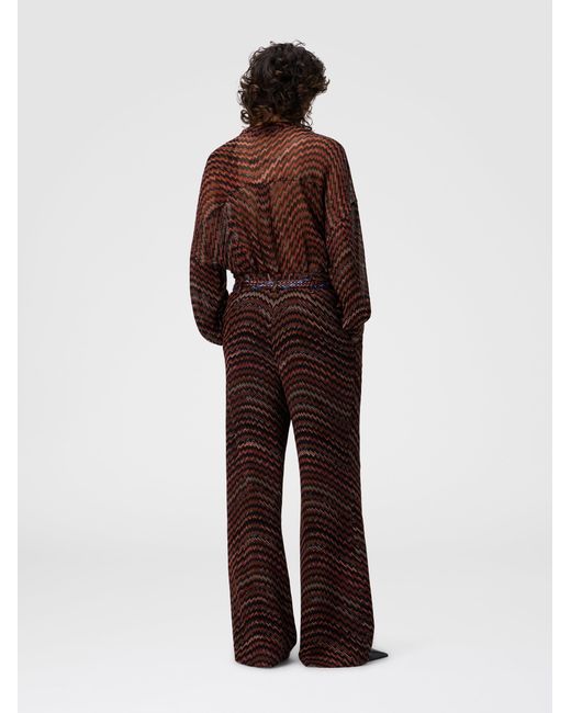 Missoni Brown Mid-Rise Tailored Pants With Zigzag Pattern