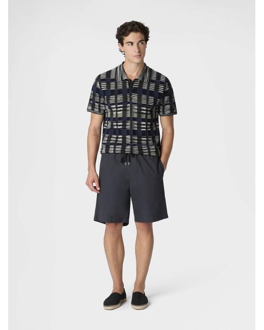 Missoni Blue Cotton Canvas Bermuda Shorts With Zigzag Insert for men