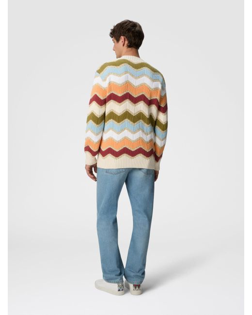 Missoni Cardigan Mit Makro-Zickzack- Und Melange-Details, Herren, Weiß & Größe in White für Herren