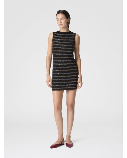 Missoni Black Sleeveless Striped Mini Dress With Sequins
