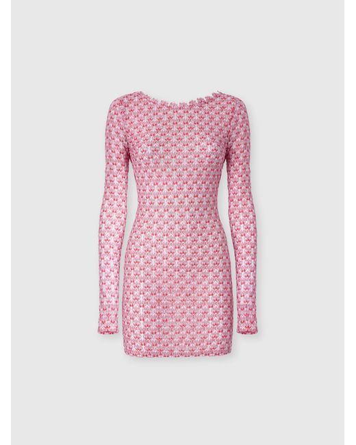 Missoni Pink Short Lace Long Sleeve Cover-Up
