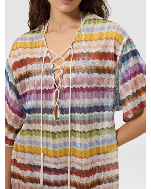 Missoni Gray Short Zig Zag Tulle Cover-Up Caftan
