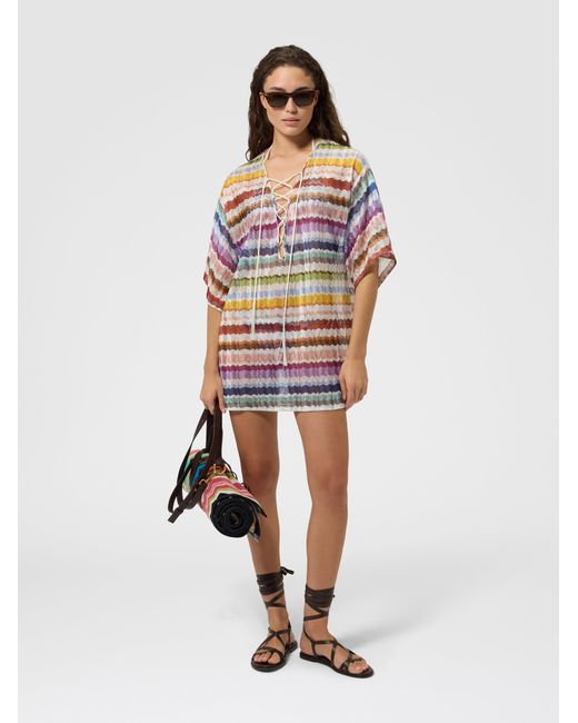 Missoni Gray Short Zig Zag Tulle Cover-Up Caftan