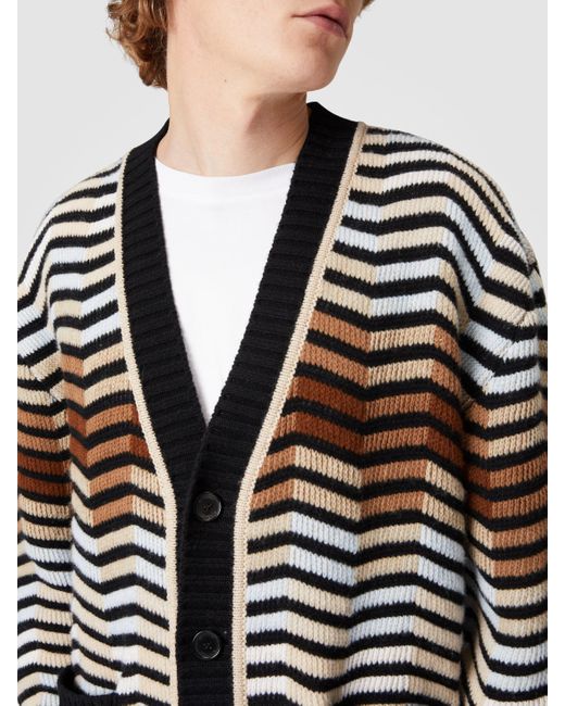 Missoni Woll-Cardigan Mit Makro-Zick-Zack Und Kontrastierender Paspel, Herren, Größe in White für Herren