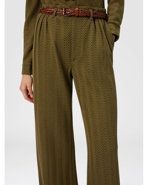 Missoni Green Tailored Pants With Zigzag Pattern