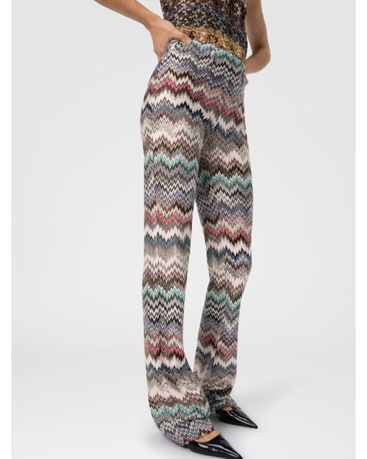 Missoni White Flare Pants With Snake Pattern