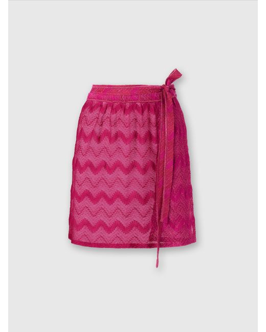 Minijupe Cache-Cœur En Viscose Lamé Zigzag, Femme, Taille Missoni en coloris Pink