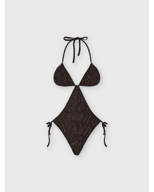 Missoni White Zigzag Mesh Trikini With Sequins