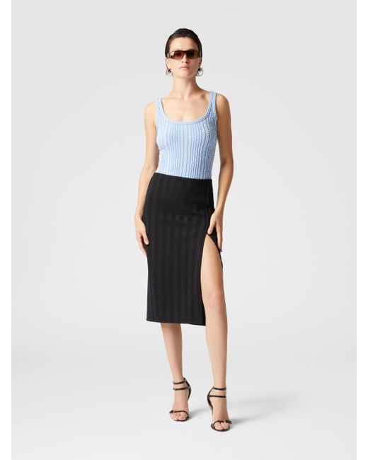 Missoni Blue Ribbed Tank Top With Sequins