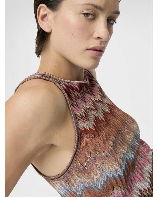 Missoni White Snake-Pattern Viscose Sleeveless Top, & Rust