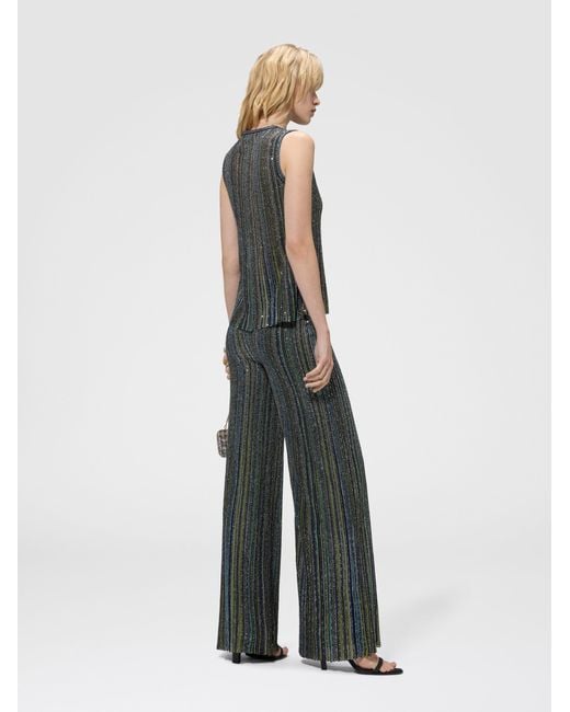 Missoni Gray Ribbed Palazzo Trousers With Sequins
