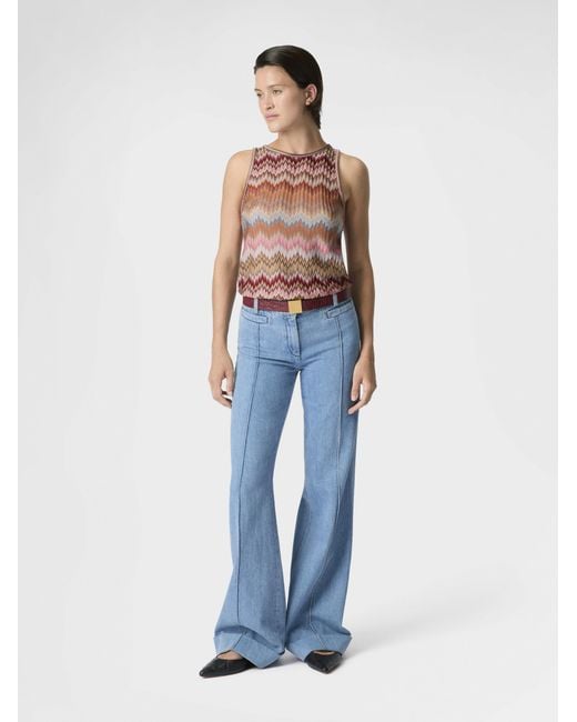 Missoni White Snake-Pattern Viscose Sleeveless Top, & Rust