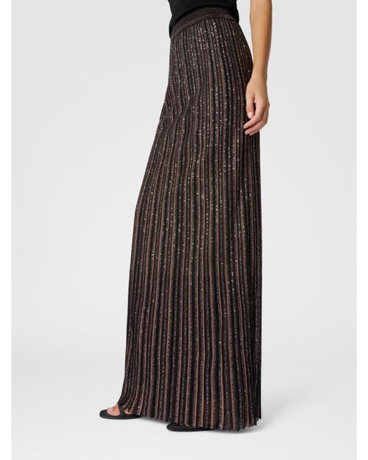 Missoni Brown Langer Rock Mit Lamé-Streifen, Damen, Schwarz & Braun, Größe