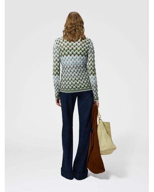 Missoni Multicolor Slim Viscose Lamé Cardigan With Lace Motif