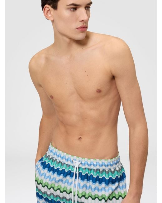 Missoni Blue Printed Swim Shorts With Greek Key Motif for men