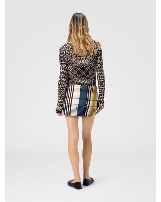 Missoni White Mini Skirt With Pockets And Check Pattern