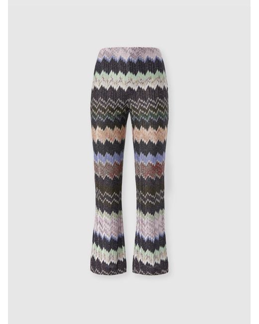 Missoni White Snake-Pattern Viscose Lamé Cropped Trousers