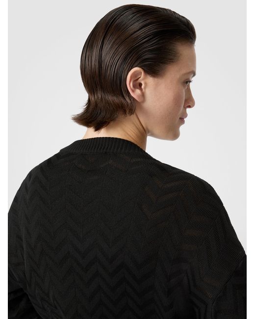 Missoni Black Chevron Cotton And Viscose Cardigan With Belt