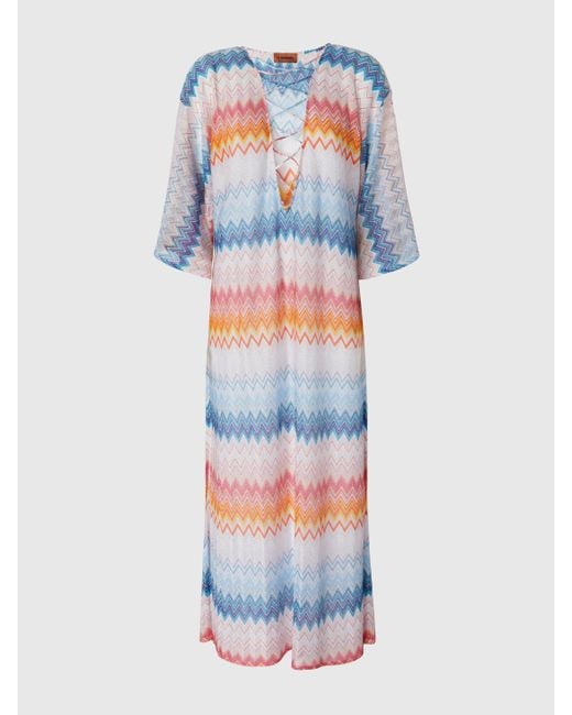 Couvre-Couvrage Long En Viscose Mélangée Lamé Zigzag, Femme, Taille Missoni en coloris White