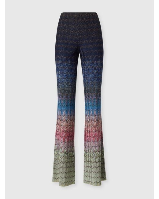 Missoni Blue Dégradé Viscose Lamé Flare Trousers