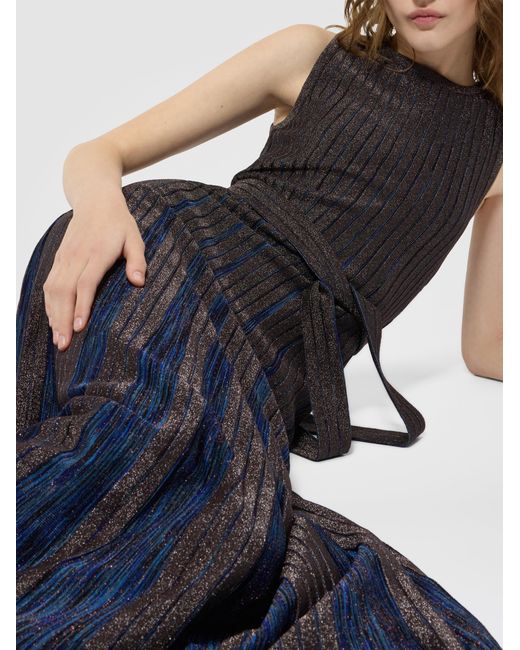 Missoni Blue Long Viscose Lamé Dress With Belt