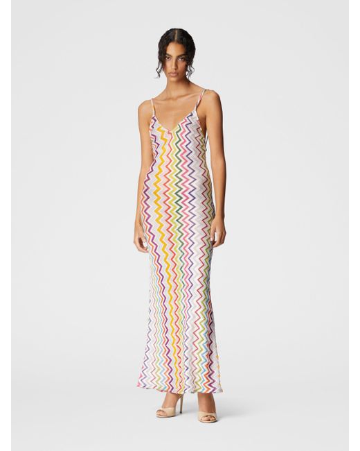 Missoni White Langes Strandkleid Mit Offenem Rücken, Damen, Größe