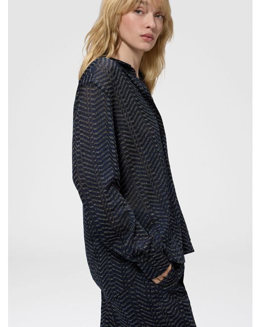 Missoni Blue Viscose Lamé Shirt With Greek Key Motif