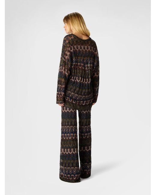 Missoni Black Viscose Lamé Blouse With Arabesque Motif