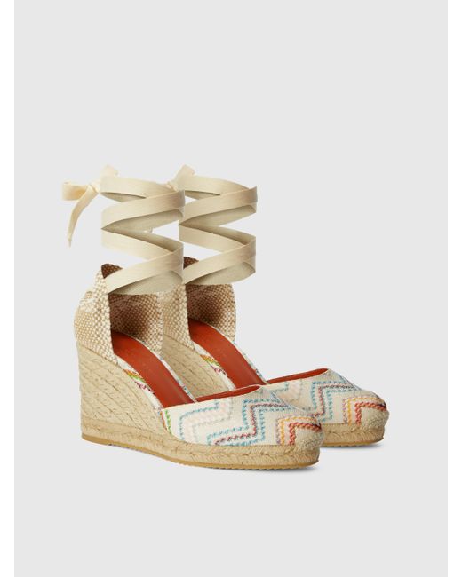 Missoni Natural Espadrilles Mit Zickzackmuster Und Hohem Keilabsatz, Damen, Größe