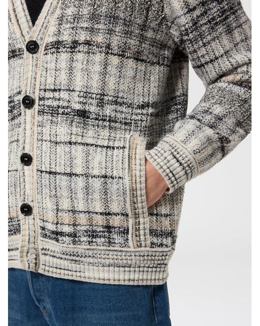 Missoni White Wool-Blend Check Cardigan With Side Pockets for men