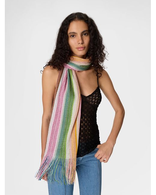 Missoni Multicolor Striped Viscose-Blend Scarf With Fringes