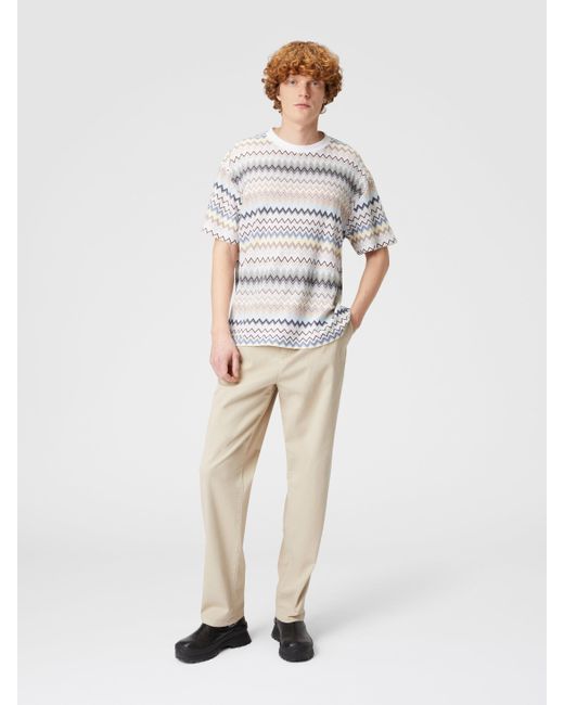 Missoni White T-Shirt With Zig Zag Motif And Back Logo for men