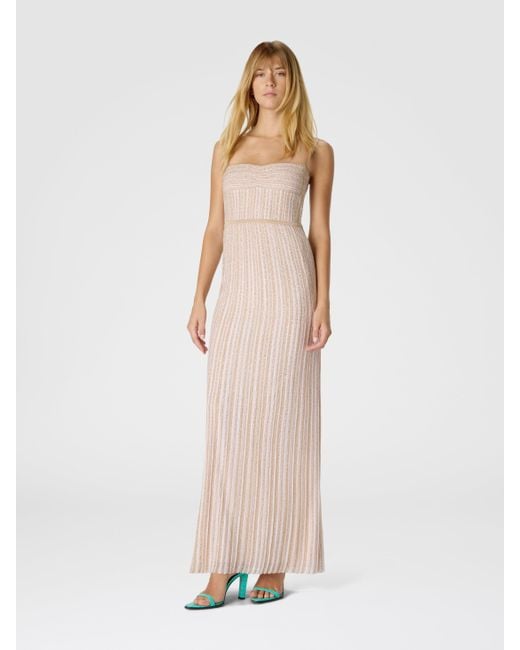 Missoni White Ärmelloses Langes Kleid Mit Lamé-Streifen, Damen, Größe