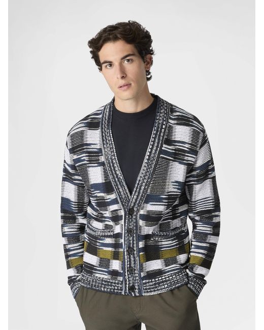 Missoni White Cotton-Blend Cardigan With Check Pattern for men
