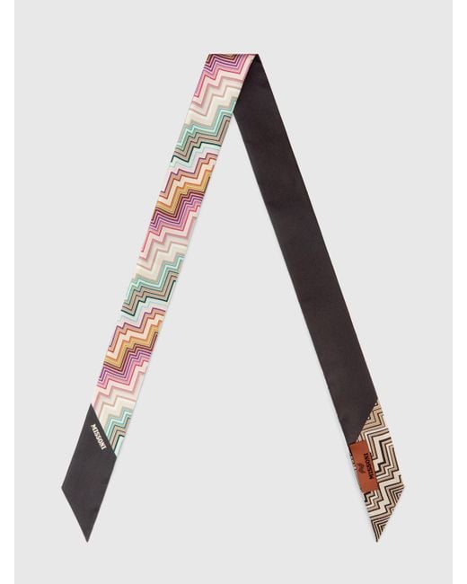 Missoni White Pocket Square Scarf With Zigzag Pattern