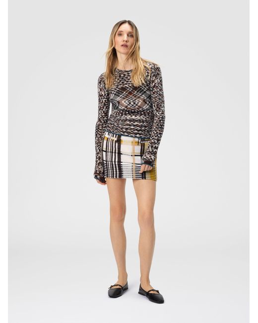 Missoni White Mini Skirt With Pockets And Check Pattern