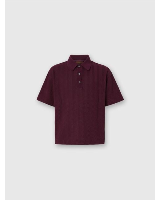 Missoni Poloshirt Aus Baumwolle Und Viskose Mit Ton-In-Ton-Zickzack, Herren, Größe in Purple für Herren