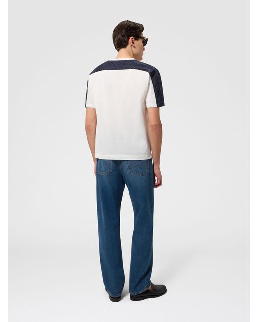 Missoni Natural Cotton Crewneck T-Shirt With Chevron Insert for men