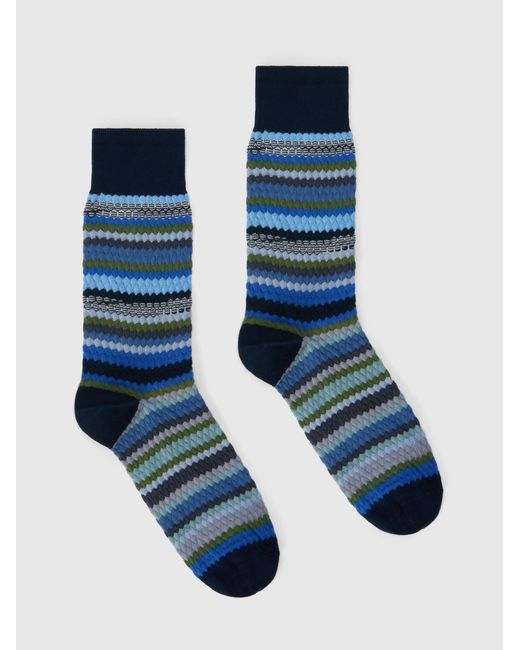 Missoni Blue Mid-Length Socks With Waffle Pattern for men