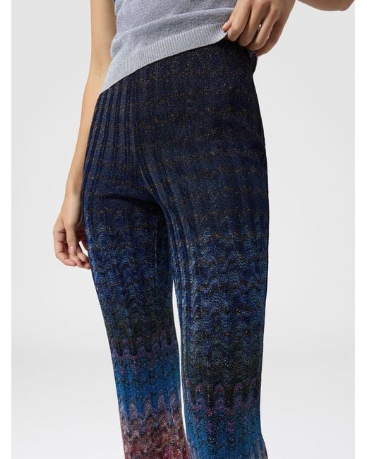 Missoni Blue Dégradé Viscose Lamé Flare Trousers
