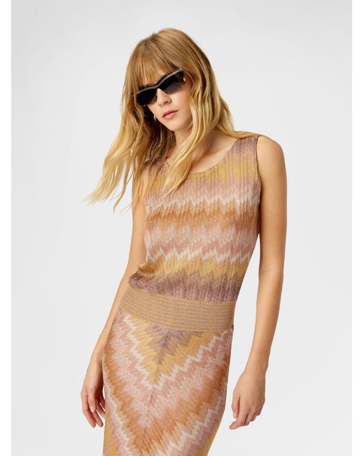 Missoni White Snake-Pattern Viscose Lamé Tank Top