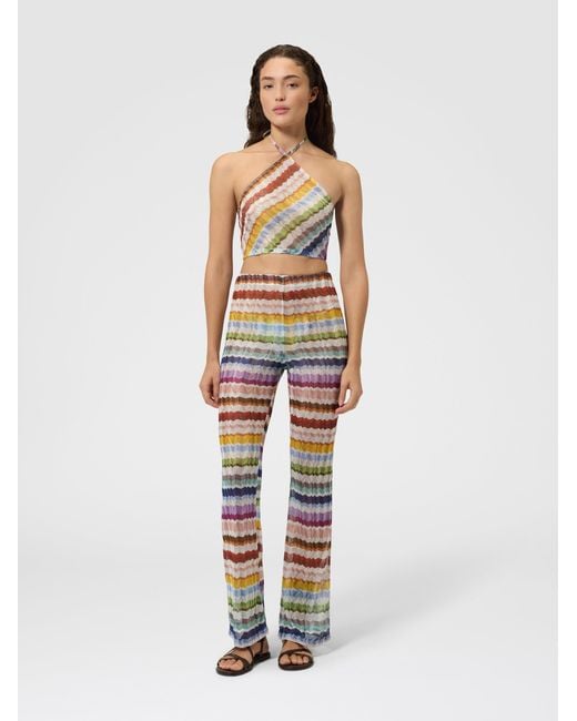 Missoni White Zig Zag Tulle Halterneck Top