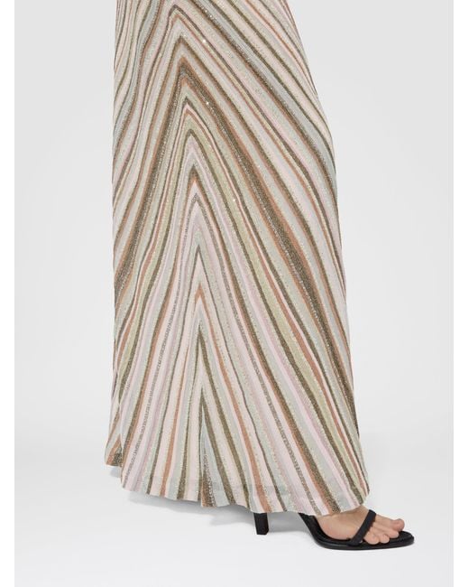 Missoni White One-Shoulder Striped Long Dress With Sequins
